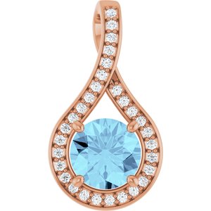 14K Rose Gold Natural Aquamarine & .08 CTW Natural Diamond Pendant