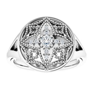 14K White Gold 1/6 CTW Natural Diamond Vintage-Inspired Ring