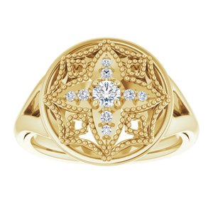 14K Yellow Gold 1/6 CTW Natural Diamond Vintage-Inspired Ring