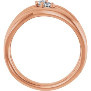 14K Rose Gold 1/5 CTW Natural Diamond Two-Stone Bypass Ring