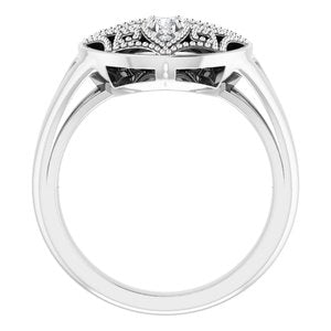 14K White Gold 1/6 CTW Natural Diamond Vintage-Inspired Ring