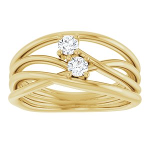 14K Yellow Gold 1/5 CTW Natural Diamond Two-Stone Bypass Ring