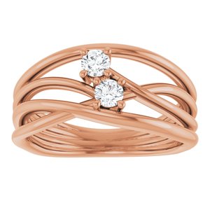 14K Rose Gold 1/5 CTW Natural Diamond Two-Stone Bypass Ring
