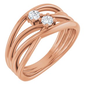 14K Rose Gold 1/5 CTW Natural Diamond Two-Stone Bypass Ring