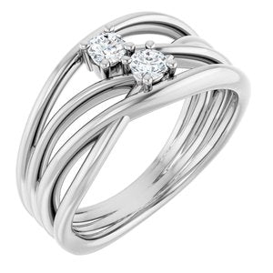 Platinum 1/5 CTW Natural Diamond Two-Stone Bypass Ring