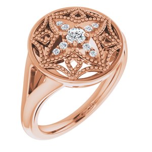 14K Rose Gold 1/6 CTW Natural Diamond Vintage-Inspired Ring