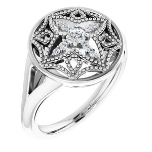 Sterling Silver 1/6 CTW Natural Diamond Vintage-Inspired Ring