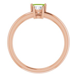 14K Rose Gold Natural Peridot & Natural White Sapphire Ring