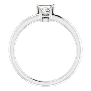 Platinum Natural Peridot & Natural White Sapphire Ring