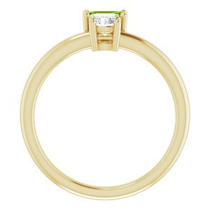 14K Yellow Gold Natural Peridot & Natural White Sapphire Ring