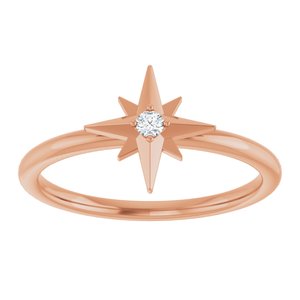 14K Rose Gold .03 CT Natural Diamond Star Ring