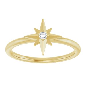14K Yellow Gold .03 CT Natural Diamond Star Ring
