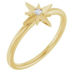 14K Yellow Gold .03 CT Natural Diamond Star Ring