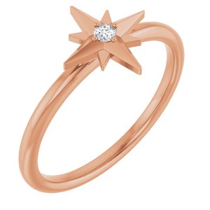 14K Rose Gold .03 CT Natural Diamond Star Ring