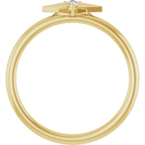 14K Yellow Gold .03 CT Natural Diamond Star Ring