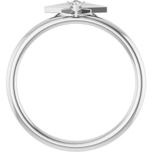 Sterling Silver .03 CT Natural Diamond Star Ring