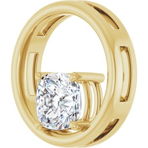 10K Yellow Gold  7 mm Cushion Pendant Mounting – image 3