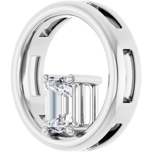 14K X1 White Gold  6x4 mm Emerald Pendant Mounting – image 3