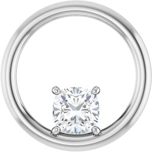 14K White Gold  5 mm Cushion Pendant Mounting