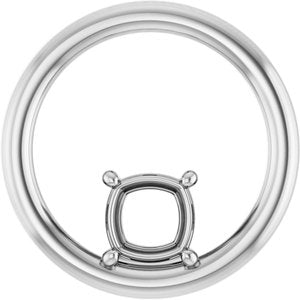 14K White Gold  5 mm Cushion Pendant Mounting – image 2