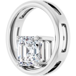 14K X1 White Gold  7 mm Asscher Pendant Mounting – image 3
