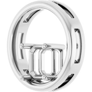 14K White Gold  7 mm Asscher Pendant Mounting – image 4