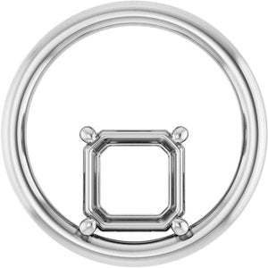 14K X1 White Gold  7 mm Asscher Pendant Mounting – image 2
