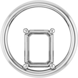 Continuum Sterling Silver  9x7 mm Emerald Pendant Mounting – image 2