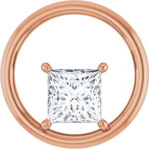 18K Rose Gold  6.5 mm Square Pendant Mounting