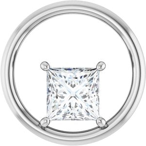 14K X1 White Gold  6.5 mm Square Pendant Mounting
