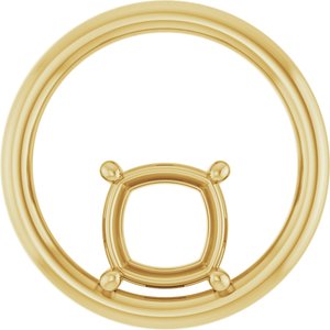10K Yellow Gold  7 mm Cushion Pendant Mounting – image 2