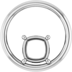 14K White Gold  7 mm Cushion Pendant Mounting – image 2