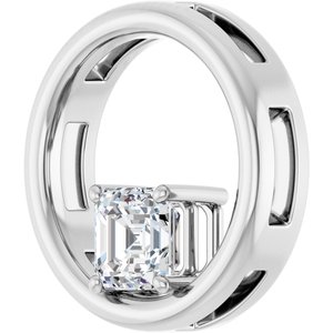 14K White Gold  5 mm Asscher Pendant Mounting – image 3