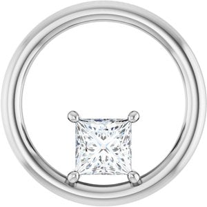 14K X1 White Gold  4.5 mm Square Pendant Mounting
