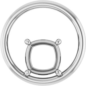 14K White Gold  8 mm Cushion Pendant Mounting – image 2
