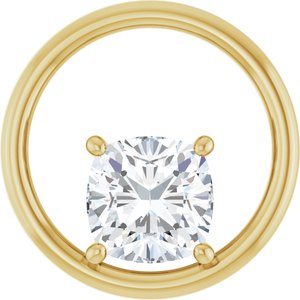 14K Yellow Gold  8 mm Cushion Pendant Mounting