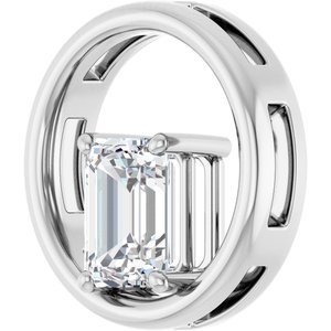 18K White Gold  8x6 mm Emerald Pendant Mounting – image 3