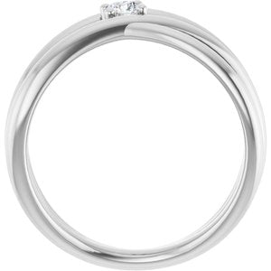 Platinum 1/8 CT Natural Diamond Negative Space Ring