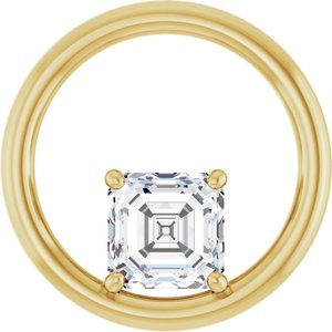 14K Yellow Gold  6 mm Asscher Pendant Mounting
