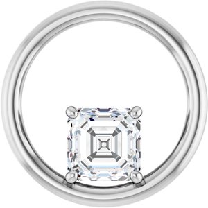 10K White Gold  6 mm Asscher Pendant Mounting
