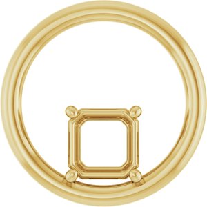 14K Yellow Gold  6 mm Asscher Pendant Mounting – image 2