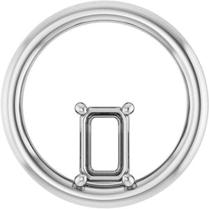 14K X1 White Gold  6x4 mm Emerald Pendant Mounting – image 2