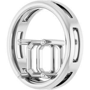 18K White Gold  8 mm Asscher Pendant Mounting – image 4