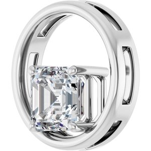 Platinum  8 mm Asscher Pendant Mounting – image 3