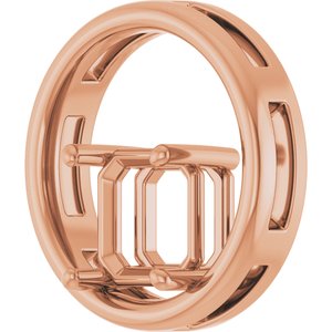 18K Rose Gold  8 mm Asscher Pendant Mounting – image 4