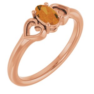 14K Rose Gold Natural Citrine Youth Heart Ring
