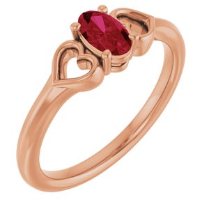 14K Rose Gold Natural Ruby Youth Heart Ring