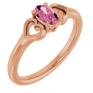 14K Rose Gold Natural Pink Tourmaline Youth Heart Ring