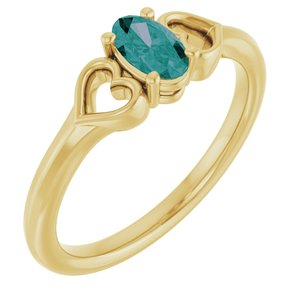 14K Yellow Gold Lab-Grown Alexandrite Youth Heart Ring