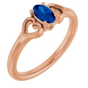 14K Rose Gold Lab-Grown Blue Sapphire Youth Heart Ring